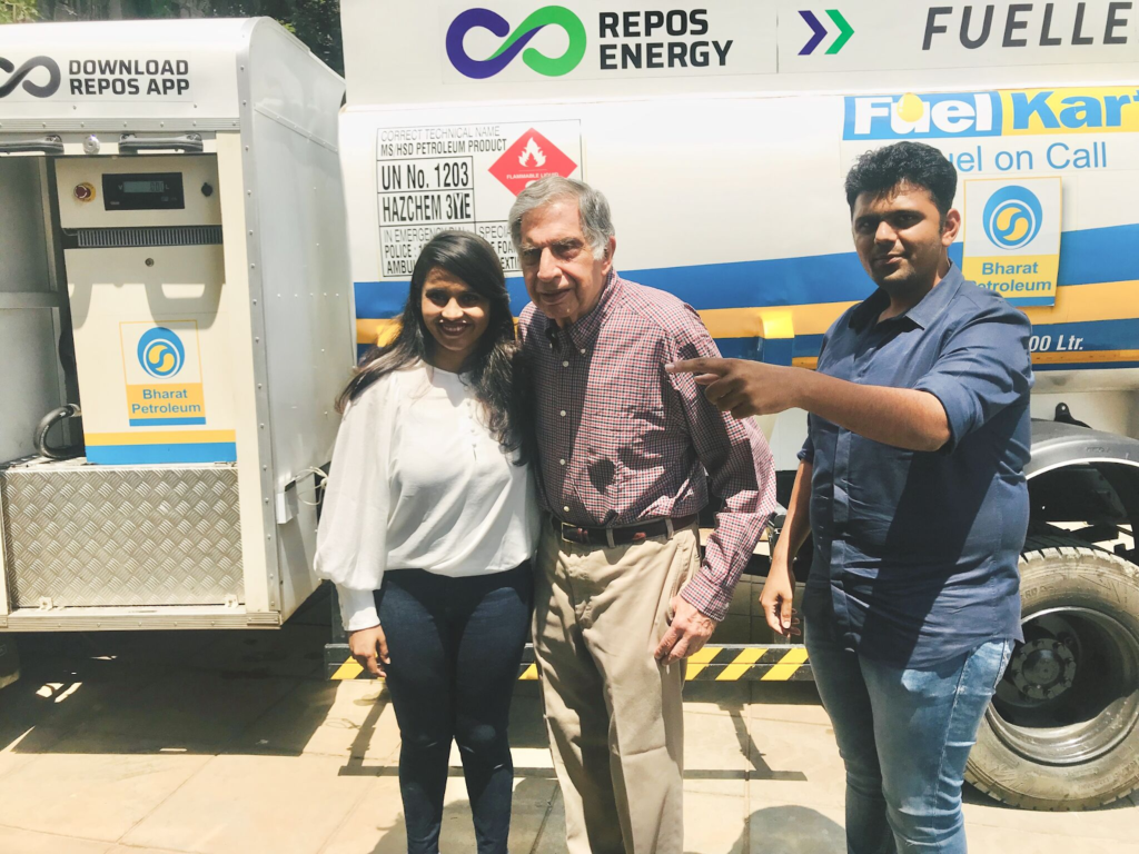 aditi and chetan walunj with ratan tata sir , Repos Energy Success Story 